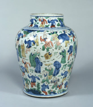 Blue and White Landscape Porcelain Jar